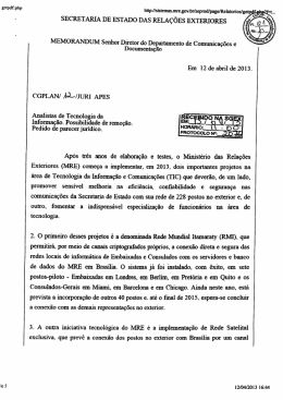 SECRETARIA DE ESTADO DAS RELA&Ccedil;&Otilde;ES