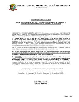 Edital de Classifica&ccedil;&atilde;o Final - CP 01/2015