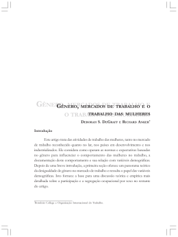 g&ecirc;nero, mercados de trabalho e o trabalho das mulheres