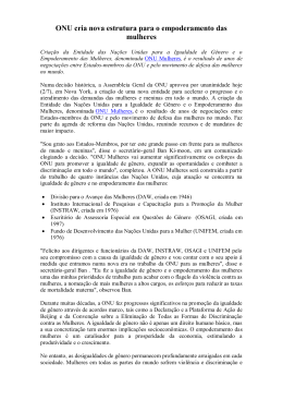 ONU cria nova estrutura para o empoderamento das mulheres