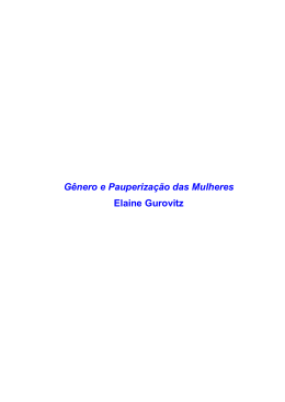 G&ecirc;nero e Pauperiza&ccedil;&atilde;o das Mulheres Elaine Gurovitz