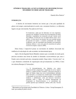 G&Ecirc;NERO E TRABALHO: AS NOVAS FORMAS DE (RE)