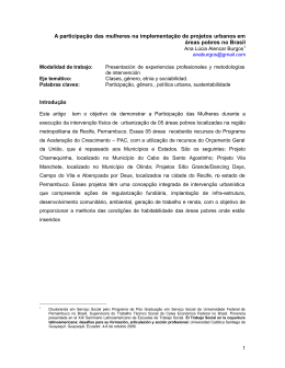 A participa&ccedil;&atilde;o das mulheres na implementa&ccedil;&atilde;o de projetos urbanos