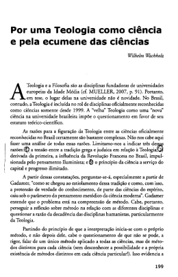 Por uma Teologia como ci&ecirc;ncia e pela ecumene das ci&ecirc;ncias