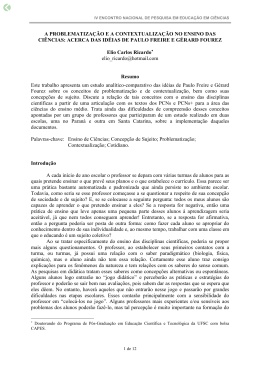 A PROBLEMATIZA&Ccedil;&Atilde;O E A CONTEXTUALIZA&Ccedil;&Atilde;O NO ENSINO