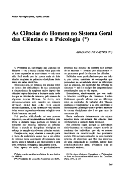 As Ci&ecirc;ncias do Homem no Sistema Geral das Ci&ecirc;ncias e a Psicologia
