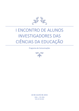 I ENCONTRO DE ALUNOS INVESTIGADORES DAS CI&Ecirc;NCIAS DA