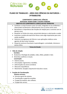 PLANO DE TRABALHO &ndash; AREA DAS CI&Ecirc;NCIAS