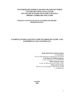 A forma&ccedil;&atilde;o dos agentes comunit&aacute;rios de sa&uacute;de