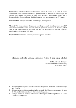 Educa&ccedil;&atilde;o ambiental aplicada a alunos de 6&ordf; s&eacute;rie de uma
