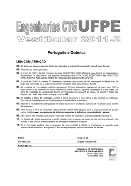 Prova de Portugu&ecirc;s e Qu&iacute;mica