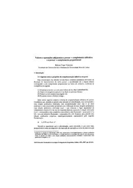 Valores e operações subjacentes a pensar + complemento infinitivo