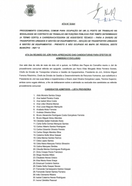 Ata n.º 2 da reunião do Júri para apreciação das candidaturas para