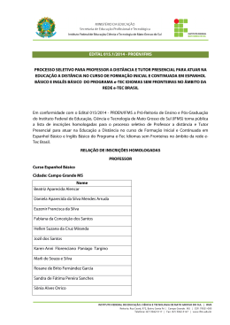 EDITAL 015.1/2014 - PROEN/IFMS PROCESSO SELETIVO PARA