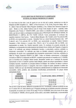 Ata de Abertura e Classificação