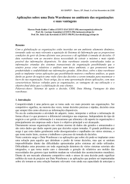 Aplica&ccedil;&otilde;es sobre uma Data Warehouse no ambiente das