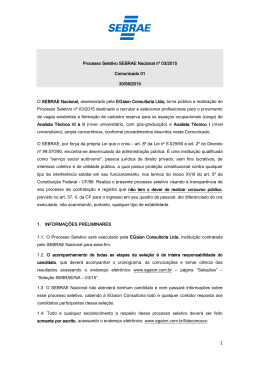 Processo Seletivo SEBRAE Nacional nº 03/2015 Comunicado 01 30