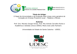 Apresenta&ccedil;&atilde;o do PowerPoint - Advances In Cleaner Production