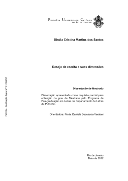 Sindia Cristina Martins dos Santos Desejo de escrita e suas