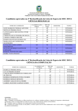4&ordm; Reclassifica&ccedil;&atilde;o da Lista de Espera do SISU 2015.1