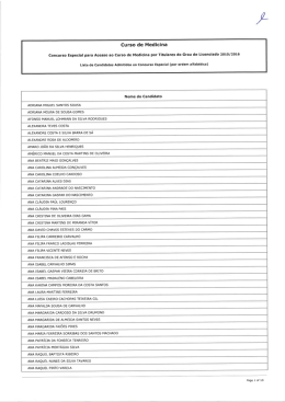 Lista de Candidatos Admitidos e Não Admitidos ao Concurso Especial