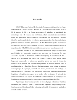 Nota prévia - Associação Portuguesa de Linguística