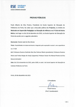Mestrado em Supervisão Pedagógica na Educação de Infância e no
