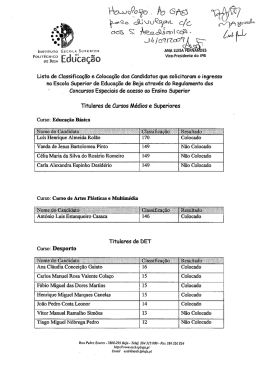 Colocados ESEB - Instituto Politécnico de Beja