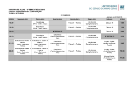 HOR&Aacute;RIO DE AULAS &ndash; 1&ordm; SEMESTRE DE 2015 CURSO