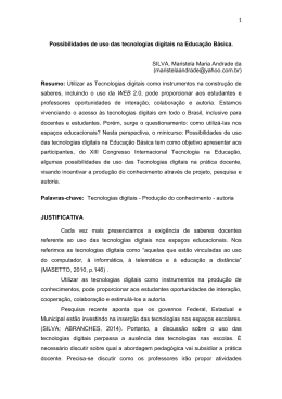 Possibilidades de uso das tecnologias digitais na Educa&ccedil;&atilde;o