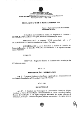 Aprova o Regimento Interno da Comissão das Tecnologias da UFPel