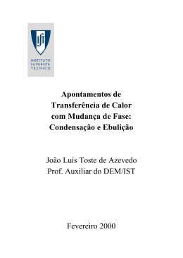 Apontamentos de Transfer&ecirc;ncia de Calor com Mudan&ccedil;a de Fase