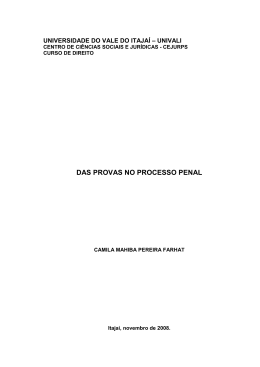 DAS PROVAS NO PROCESSO PENAL