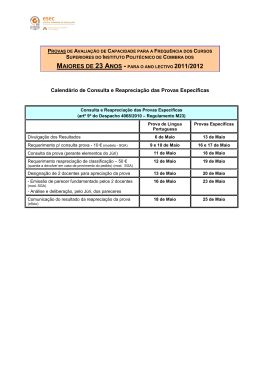 Calendário de Consulta e Reapreciação das Provas M23