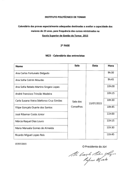 INSTITUTO POLIT&Eacute;CNICO DE TOMAR Calend&aacute;rio das provas