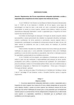 Regulamentos das Provas especialmente adequadas destinadas a