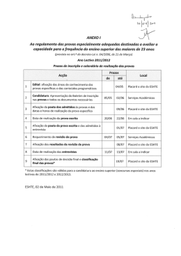 ANEXO I Ao regulamento das provas especialmente