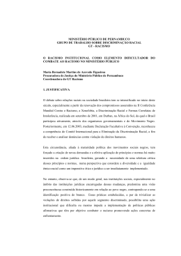 O racismo institucional como elemento dificultador - Início