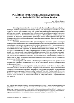 POL&Iacute;TICAS P&Uacute;BLICAS E A QUEST&Atilde;O RACIAL