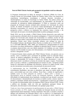 Nota do Pibid Ci&ecirc;ncias Sociais pela promo&ccedil;&atilde;o da igualdade racial
