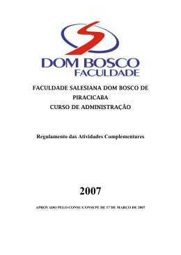 FACULDADE SALESIANA DOM BOSCO DE PIRACICABA CURSO