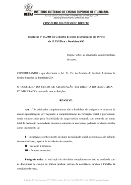 CONSELHO DO CURSO DE DIREITO Resolução nº 01/2015