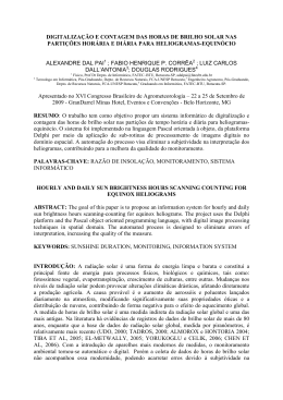 digitaliza&ccedil;&atilde;o e contagem das horas de brilho solar nas parti&ccedil;&otilde;es