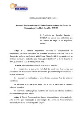 do Arquivo Regulamento das Atividades