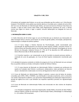Edital FJP N&ordm; 006/2014 - Mestrado 2015-2017