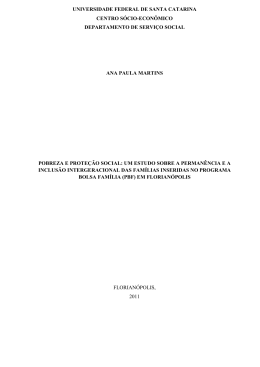 Pobreza e Prote&ccedil;&atilde;o Social: um estudo sobre a perman&ecirc;ncia e a
