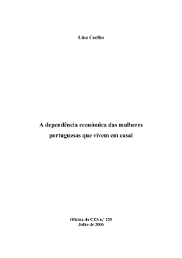 A depend&ecirc;ncia econ&oacute;mica das mulheres portuguesas que vivem