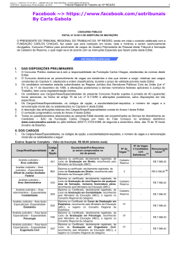 Edital nº 01 - Abertura de inscrições