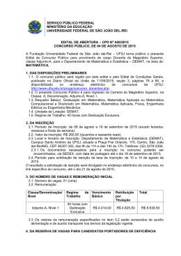 Edital (publicado no DOU de 05/08/2015 - seção 3, pág. 50)