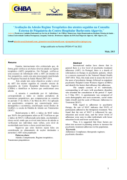 &ldquo;Avalia&ccedil;&atilde;o da Ades&atilde;o Regime Terap&ecirc;utico dos utentes seguidos na